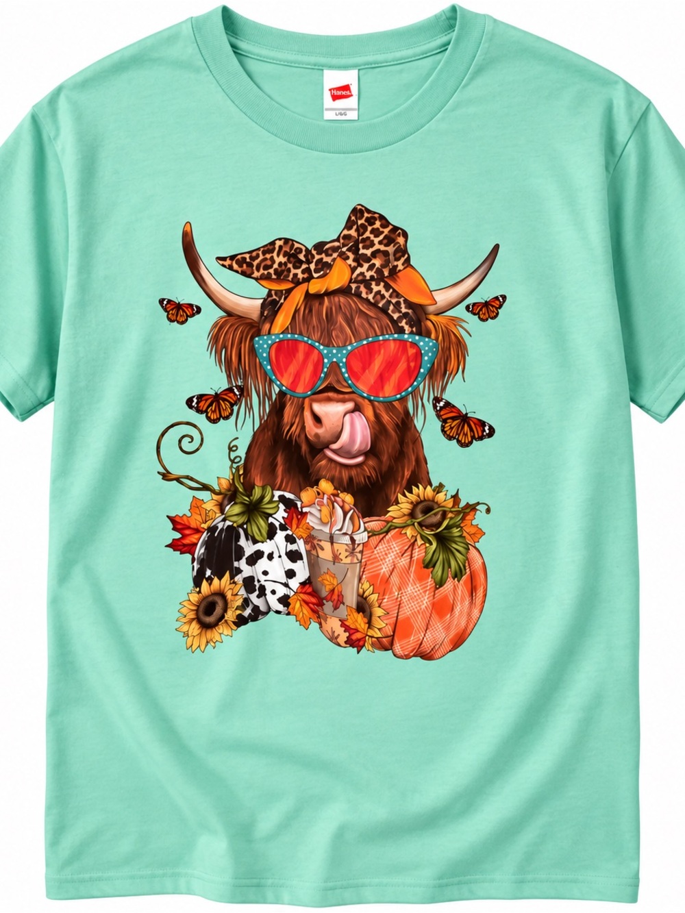 Adult Large NWOT Fall Themed Highland Cow Graphic Tee